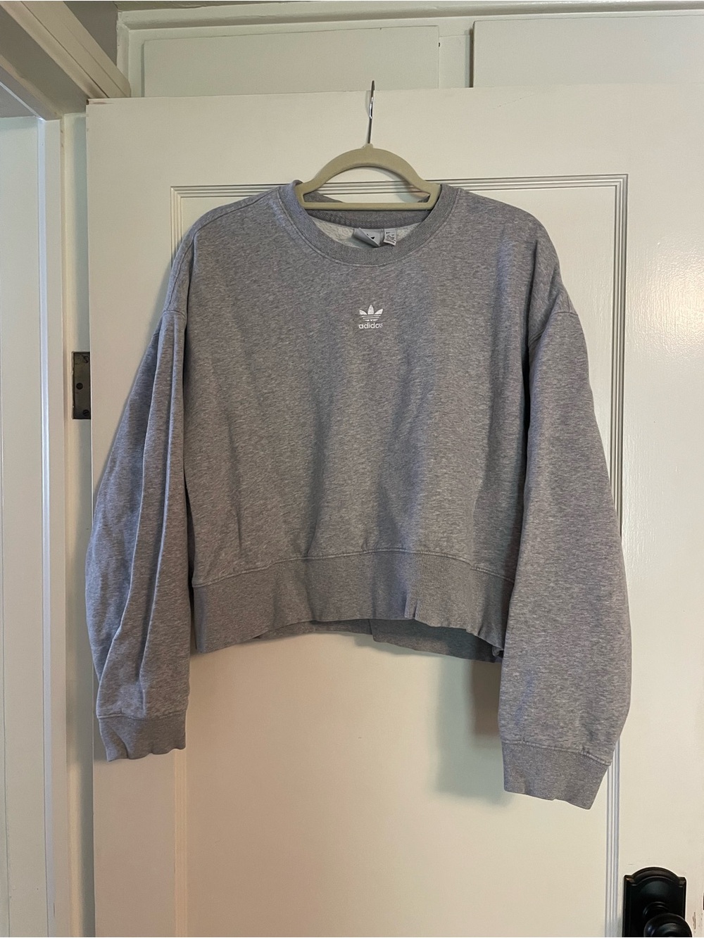 adidas Light Gray Cropped Sweatshirt